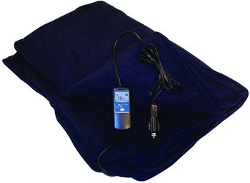 12 Volt Navy Blue Heated Fleece Travel Blanket