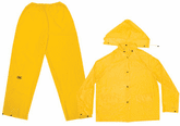 3 Piece Yellow .10mm PVC Rain Suit - Large