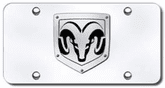 3D Brushed Steel Riveted Dodge Ram Logo Stainless Steel License Plate