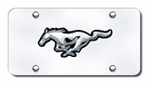 3D Chrome & Black Ford Mustang Logo Stainless Steel License Plate