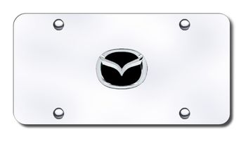 3D Chrome & Black Mazda Logo Stainless Steel License Plate
