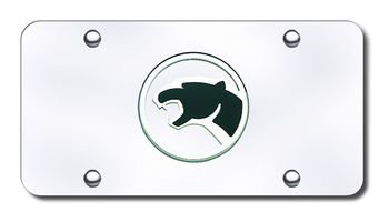 3D Chrome & Black Mercury Cougar Logo Stainless Steel License Plate