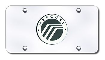 3D Chrome & Black Mercury Logo Stainless Steel License Plate