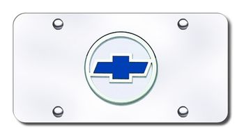 3D Chrome & Blue Circled Chevy Logo Stainless Steel License Plate