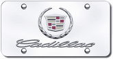 3D Chrome Cadillac Colored Logo & Name Stainless Steel License Plate