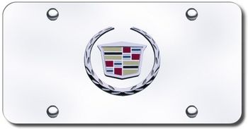 3D Chrome Cadillac Colored Logo Stainless Steel License Plate