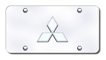 3D Chrome Mitsubishi Logo Stainless Steel License Plate