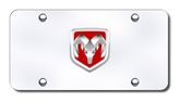 3D Chrome & Red Dodge Ram Logo Stainless Steel License Plate