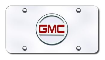 3D Chrome & Red GMC Logo Stainless Steel License Plate