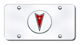3D Chrome & Red Pontiac Logo Stainless Steel License Plate