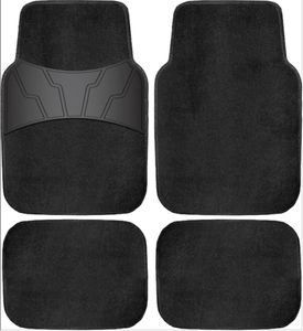 4 Piece Black Carpet with Rubber Heel Pad Floor Mat
