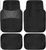 4 Piece Black Carpet with Rubber Heel Pad Floor Mat