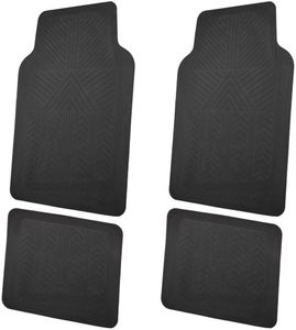 4 Piece Trimmable Black Rubber Floor Mat Set