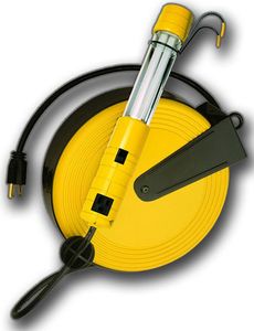 Bayco Rough Duty 13 Watt Fluorescent Work Light w/Tool Tap (40' Metal Reel)