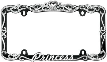 Black & Chrome Princess License Plate Frame