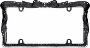 Black/Clear Ribbon Bling License Plate Frame