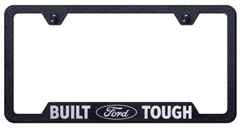 Built Ford Tough Laser Etched Textured Black Steel Cut-Out License Plate Frame