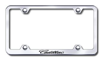 Cadillac Script Laser Etched Stainless Steel Wide License Plate Frame