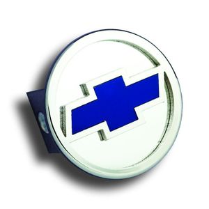 Chrome Chevrolet Logo Blue Fill Stainless Steel Hitch Plug