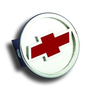 Chrome Chevrolet Logo Red Fill Stainless Steel Hitch Plug