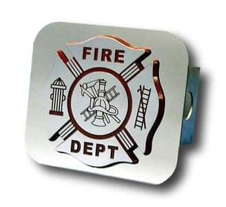 Chrome Fire Department Logo Stainless Steel Hitch Plug