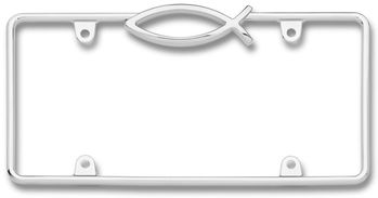 Chrome "Jesus Fish" License Plate Frame