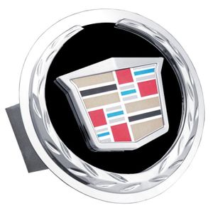 Chrome New Cadillac Logo Black Fill Stainless Steel Hitch Plug