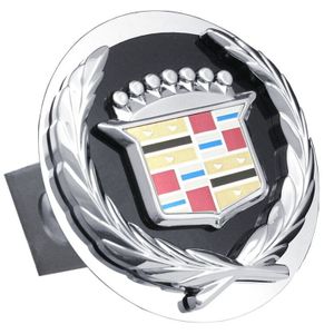Chrome Old Cadillac Logo Black Fill Stainless Steel Hitch Plug