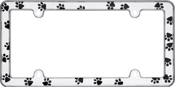 Chrome Paw Prints License Plate Frame