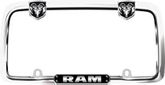 Chrome Plated Black Ram Logo License Plate Frame