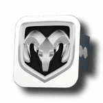 Chrome Ram Logo Black Fill Stainless Steel Hitch Plug