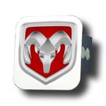 Chrome Ram Logo Red Fill Stainless Steel Hitch Plug