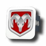 Chrome Ram Logo Red Fill Stainless Steel Hitch Plug