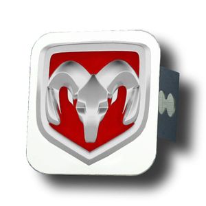 Chrome Ram Logo Red Fill Stainless Steel Hitch Plug
