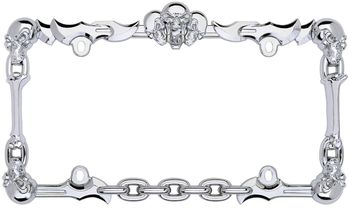 Chrome Skull & Bones License Plate Frame