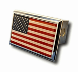 Chrome U.S. Flag Stainless Steel Hitch Plug