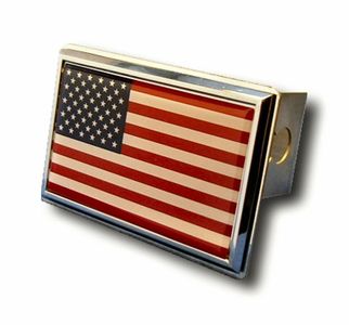 Chrome U.S. Flag Stainless Steel Hitch Plug