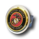 Chrome U.S. Marine Corps Logo Gold Trim Stainless Steel Hitch Plug