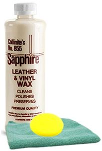 Collinite 855 Leather and Vinyl Wax (16 oz.), Microfiber Cloth & Foam Pad Kit
