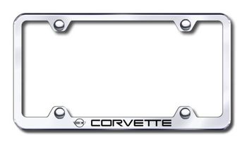 Corvette Laser Etched Stainless Steel Wide License Plate Frame