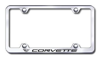 Corvette Laser Etched Stainless Steel Wide License Plate Frame