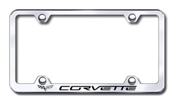 Corvette Laser Etched Stainless Steel Wide License Plate Frame