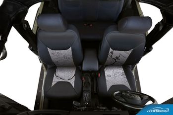 Coverking Custom Black on Gray Neosupreme Seat Cover for Jeep Wrangler (13-17)