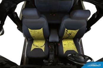 Coverking Custom Black on Yellow Neosupreme Seat Cover for Jeep Wrangler (13-17)