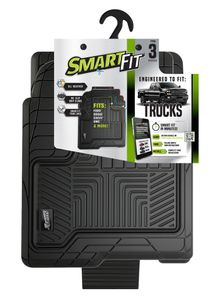 Smart-Fit All Weather Black Rubber 3 Piece Floor Mats for Trucks