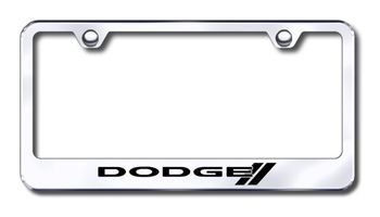 Dodge Stripes Logo Laser Etched Stainless Steel License Plate Frame