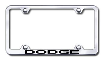 Dodge Logo Laser Etched Stainless Steel Wide License Plate Frame