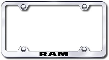 Dodge Ram Laser Etched Stainless Steel Wide License Plate Frame