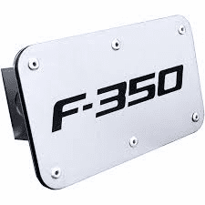F-350 Laser Etched Brushed Stainless Steel Hitch Plug