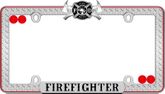 Firefighter Diamond Plate Black & Red License Plate Frame Kit